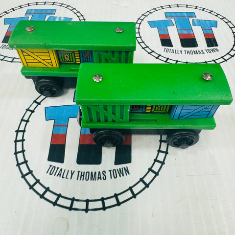 Box Cars Green Pair (2000) Wooden - Used