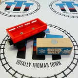 Snowy Rails Set (Thomas Wood Mattel) #1 Different Cargo Car with Fair Condition Cargo/Marked Track/No James Used - Thomas Brand