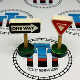 Yield & One Way Signs (Learning Curve 1993) RARE Wooden - Used