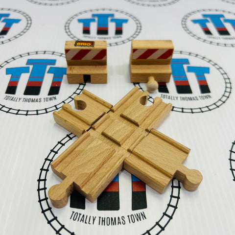 BRIO Crossing Track and Buffer Stops 33387 Wooden - Used