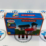 Set of 3 Buildings (Writing on Bases) Thomas Brand Wooden - Used in Box