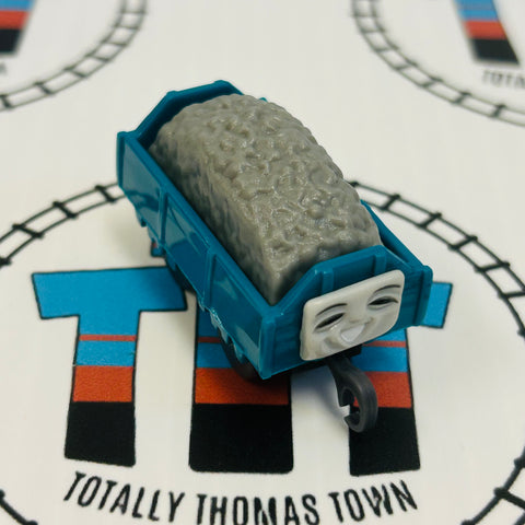 Blue Troublesome Truck Eyes Closed with Grey Gravel Pull Along Capsule Plarail - Used