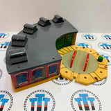 Roundhouse with Turntable (Stained) #2 Chip in Track (Doesn't Affect Use) Older Style Roof Wooden - Used