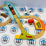 Big World Adventures Set with Nia, Isla & Cargo Car (Modified Layout/Faded Track) Thomas Wood Mattel - Used