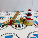 Lighthouse & Drawbridge with Lights and Sounds #4 Good Condition Wooden - Used