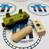 Tidmouth Timber Yard with 2 Logs and 1 Log Car #1 Missing Roof/Chipped Log - Used