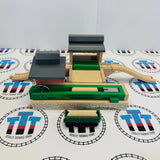 Sawmill Depot with Henry’s Log Car (1998) and 2 Logs #4 Roof Missing Peg Wooden - Used