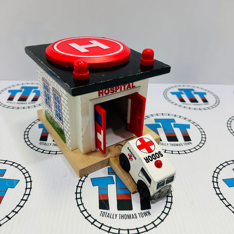 Rescue Hospital with Ambulance (2002) Fair Condition #3 Wooden - Used