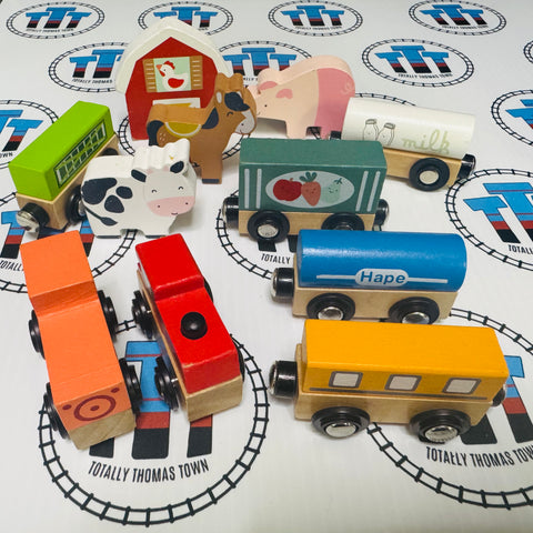 Farm Train and Accessory Pack Generic Brand Wooden - Used