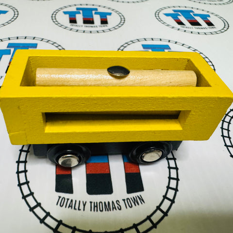 Yellow Cargo Car with Logs Generic Brand Train Wooden - Used