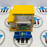 Honey Depot with 1 Clear Barrel and Barrel Car #2 (NOT WORKING Does not go up must be pulled manually) Wooden - Used