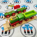 Dinosaur Railway Engine and Carriages with Buffer and Track BIGJIGS Rail Wooden - New in Box