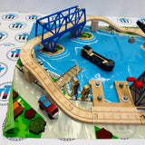 Down by The Docks Set (Missing Yield Sign/Glued Signal/Different Cargo Car) Wooden - Used in Box