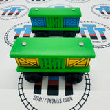 Box Car Green Pair (Learning Curve 2000) Good Condition Wooden - Used