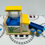 Honey Depot with 2 Barrels and Barrel Car #1 (NOT WORKING Does not fully go up) Wooden - Used