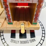 Sodor Fire Station with Lights and Sound #1 Cracked Base/Door Doesn't Stay Up Wooden - Used