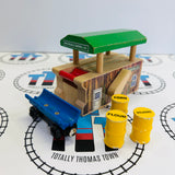 Arlesdale Barrel Loader (2000) with 3 Barrels (Corn, Flour, Molasses) #2 Chipping Paint/Ripping Sticker Wooden - Used