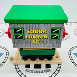 Sodor Log Loader Clickity Clack with Log Car (2001) and 3 Logs #1 Wooden - Used