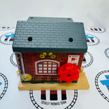 Sodor Fire Station with Lights and Sound #1 Door Doesn't Stay Up Wooden - Used