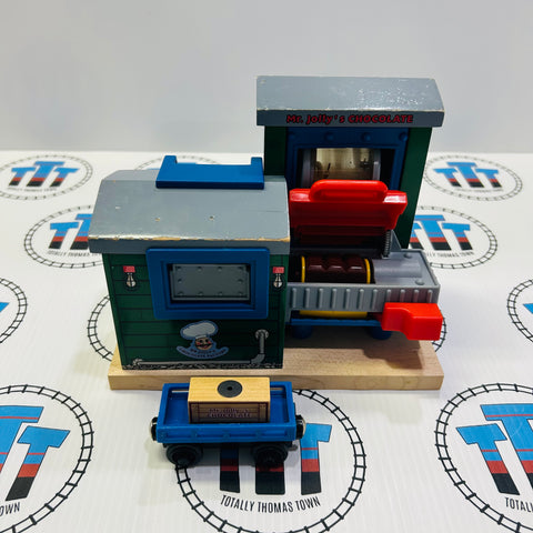 Mr. Jolly's Chocolate Factory (Low Chocolate/Stiff Cargo Drop) with Cargo Car and Cargo #2 Wooden - Used