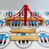 Large 14” Red Suspension Bridge with Ascending Track Generic Brand Wooden - Used