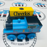 Thomas with Cheerios Cargo (Learning Curve 1999) Good Condition Rare Cracked Paint on Cargo Car Wooden - Used