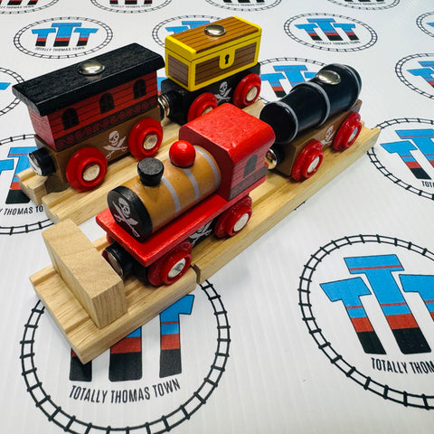 Pirate Train with Buffer and Track BIGJIGS Rail Wooden - New in Box