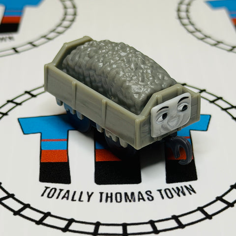 Light Grey Troublesome Truck Eyes Open with Grey Gravel Pull Along Capsule Plarail - Used (Copy)