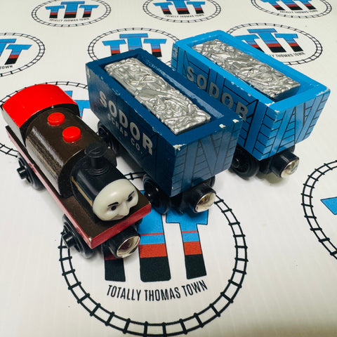 Bertram with Scrap Cars (Learning Curve 2000) Good Condition Wooden - Used