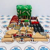 BRIO 33052 Deluxe Railway Set #1 (Tracks not BRIO/Glue on all bottoms/incomplete accessories/Storage missing lid) Wooden - Used