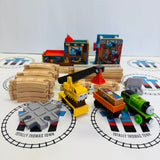 Reg and Percy at the Scrapyard Set #2 Modified Track/Fair Condition Silver Track with Trains - Used