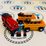 BRIO 33815 Red Pop-Up Hood Engine with 2 Cows and 2 Farm Wagons Wooden - Used
