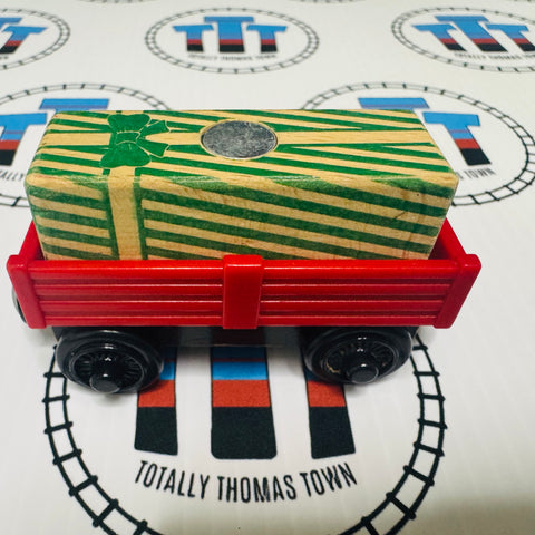 Cargo Car Red with Present Cargo Fair Condition Wooden - Used