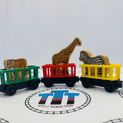 Circus Trains (Learning Curve 2001) with Tiger, Giraffe and Zebra Wooden - Used (Copy)