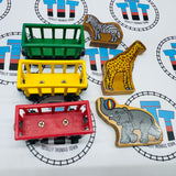 Circus Trains (Learning Curve 1996) with Elephant, Giraffe and Zebra Fair Condition Wooden - Used