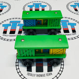 Box Cars Green Pair (Learning Curve 2000) Wooden - Used