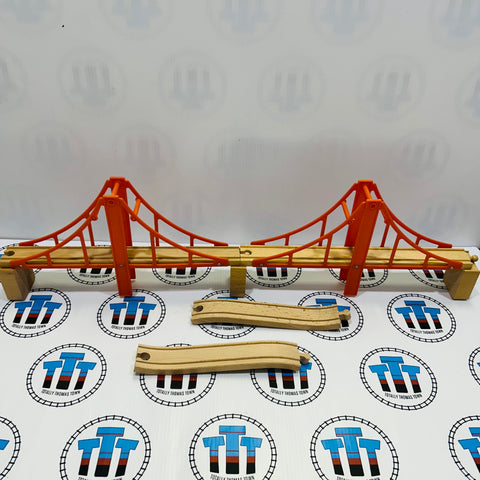Large Orange Suspension Bridges with Ascending Track Generic Brand Wooden - Used