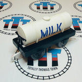 Milk Tanker Black Base Fair Condition Used - Trackmaster/TOMY