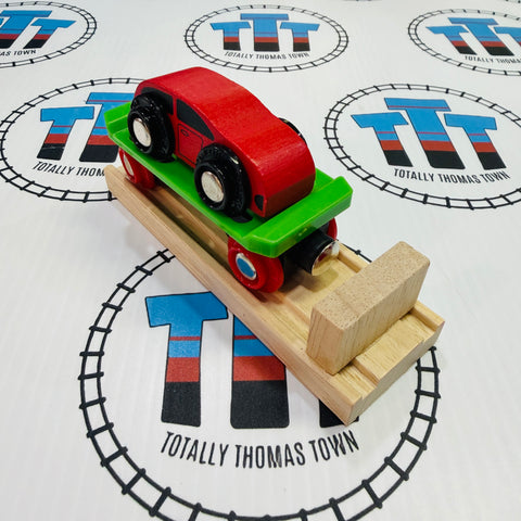 Car Carriage Rail with Buffer Wooden - New in Box