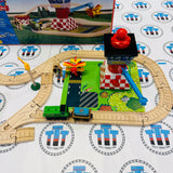 Sodor Airfield Set with Duck (Writing on Bottom), Flatbed and Tiger Moth (2001) Clickity Clack Wooden - Used in Marked Box