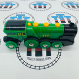 Motorized BRIO Big Green Locomotive Battery Engine 347 33593 Wooden - Used