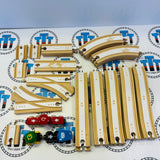 BRIO Network Track and Train Pack 28 Pieces Red train has working light Wooden - Used
