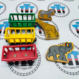 Circus Trains (Learning Curve 1996) with Elephant, Giraffe and Zebra Fair Condition Wooden - Used