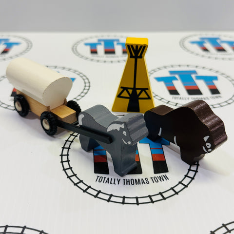 BRIO 33275 Prarie Set Horse with Carriage, Bison, Tent - Used