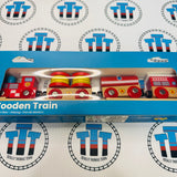 Fire and Rescue Trains with Buffer and Track BIGJIGS Rail Wooden - New in Box