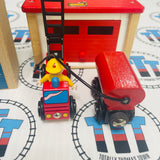 BRIO Fire Station Set #2 33584 Vintage (Missing 1 Spring in Fire Station) Wooden - Used