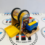 Sodor Popcorn Factory with Cargo Car (Chipping Paint) and Cargo #2 Fair Condition Sometimes Gets Stuck Wooden - Used