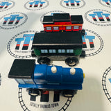 Train, Caboose and Passenger Car Geoffrey Brand Train Wooden - Used