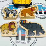 Circus Trains with Elephant, Bear, Zebra and Lion (Learning Curve) #2 Wooden - Used