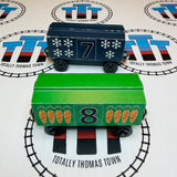 Whittle Shortline Number Train 1-10 and Caboose (#2 Chipping Paint/#8 Car Glued/Repaired Base) Generic Brand Wooden - Used